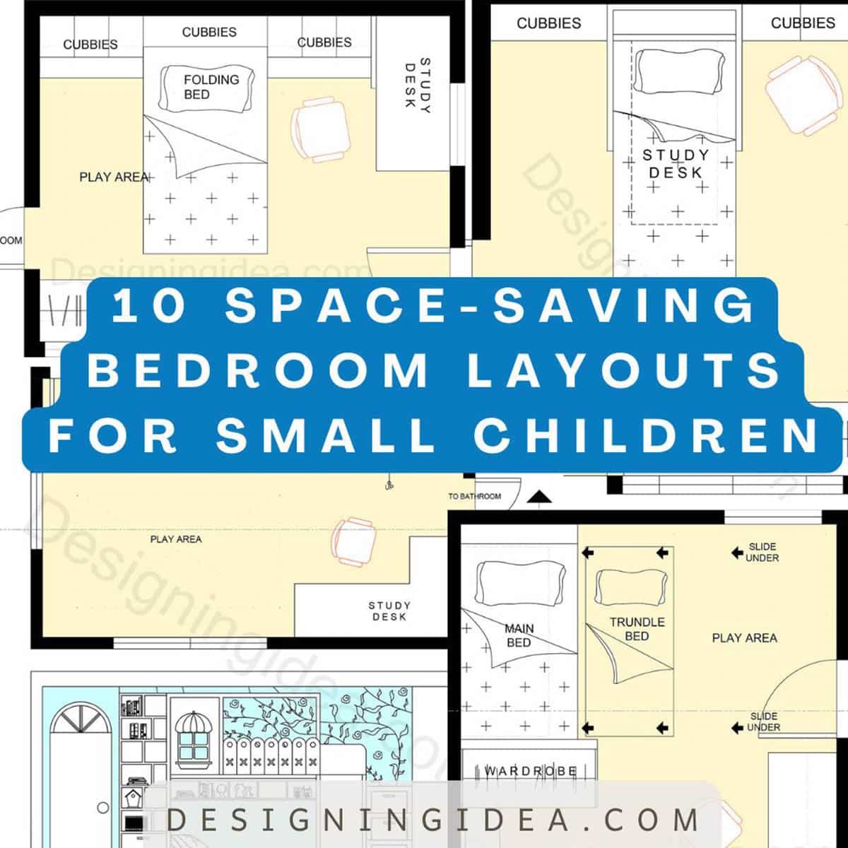 Space saving bedroom layouts for small children