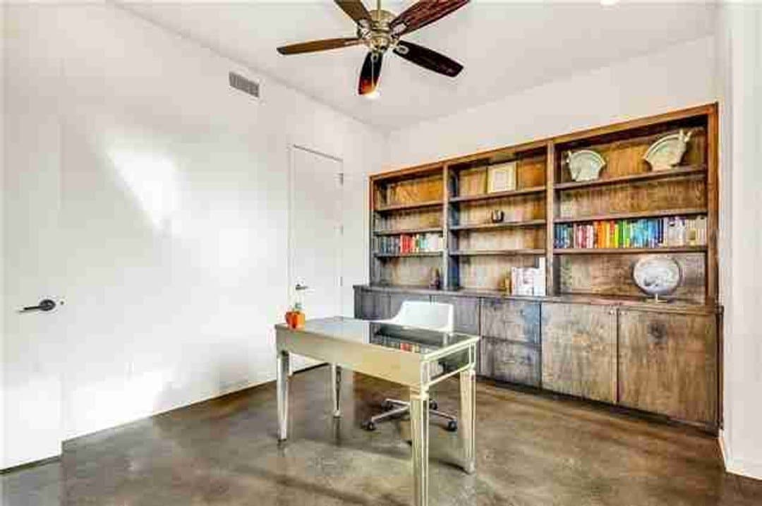 Study with built-in bookshelves