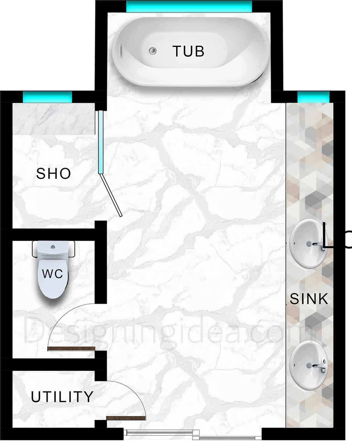 U-shaped wraparound layout