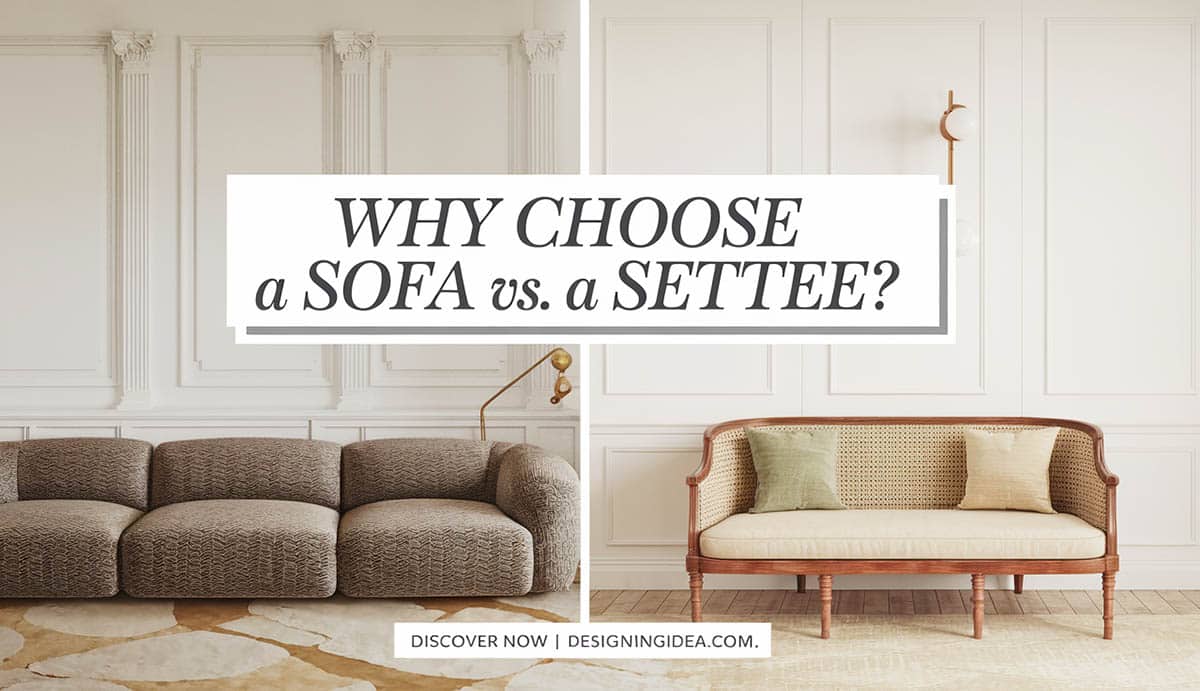 Why choose a sofa vs a settee comparison graphic 