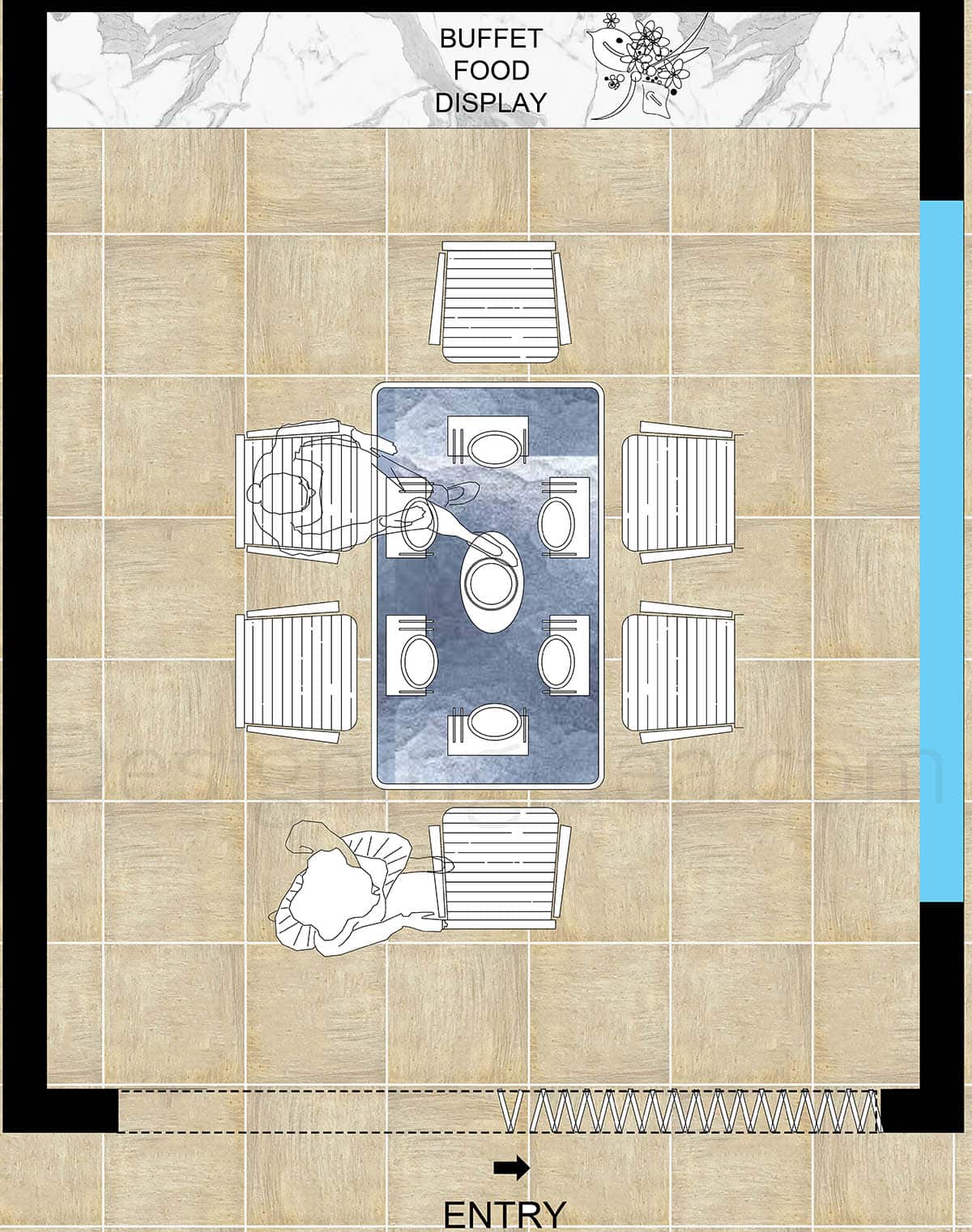 10x12 dining plan with spacious layout