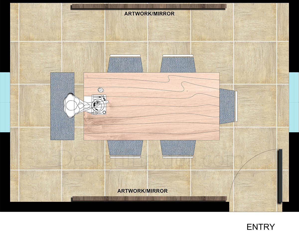 10x14 dining zone with long layout