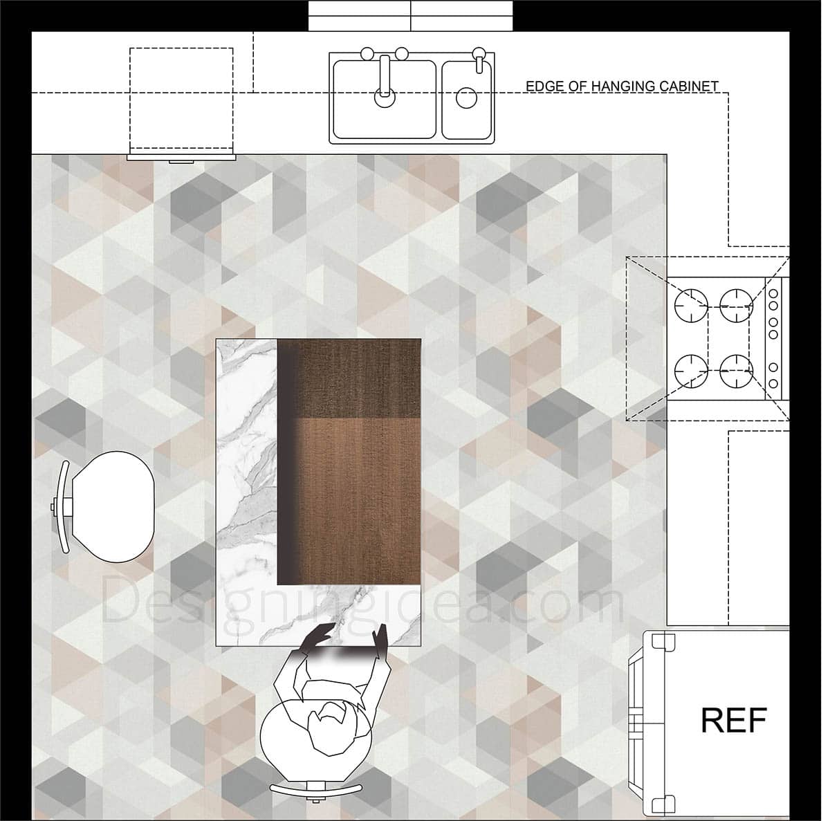 11x12 kitchen with breakfast bar island