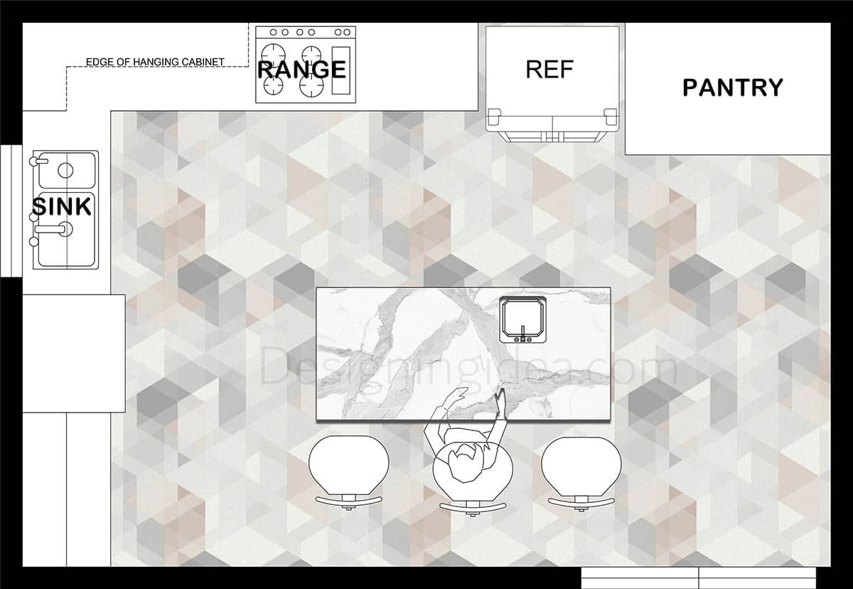 12x18 kitchen with spacious layout and large island