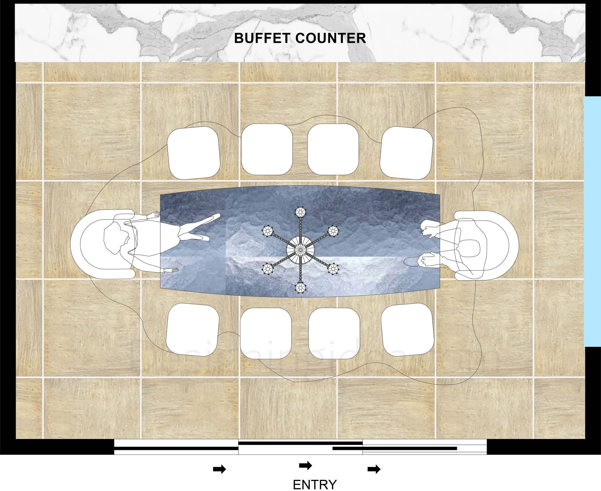 Dining concept with grand floor plan