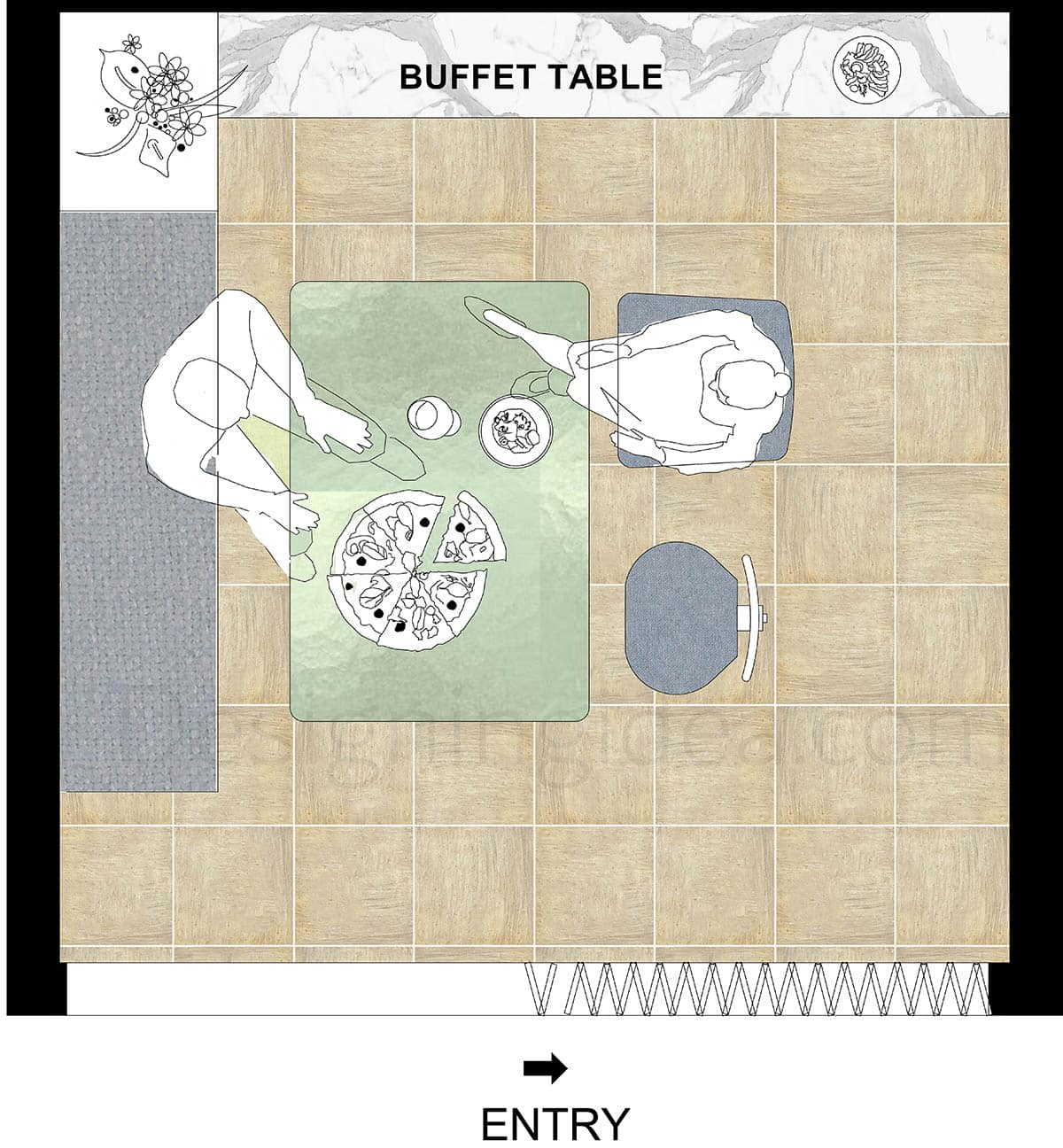 9x10 small dining floor plan with functional layout