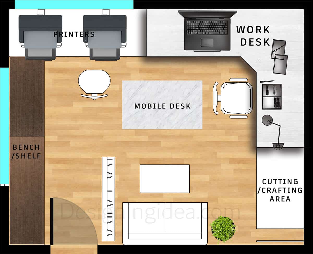 Corner desk small home office layout