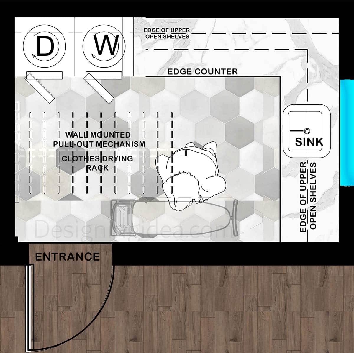 L-shaped 7x10 laundry design