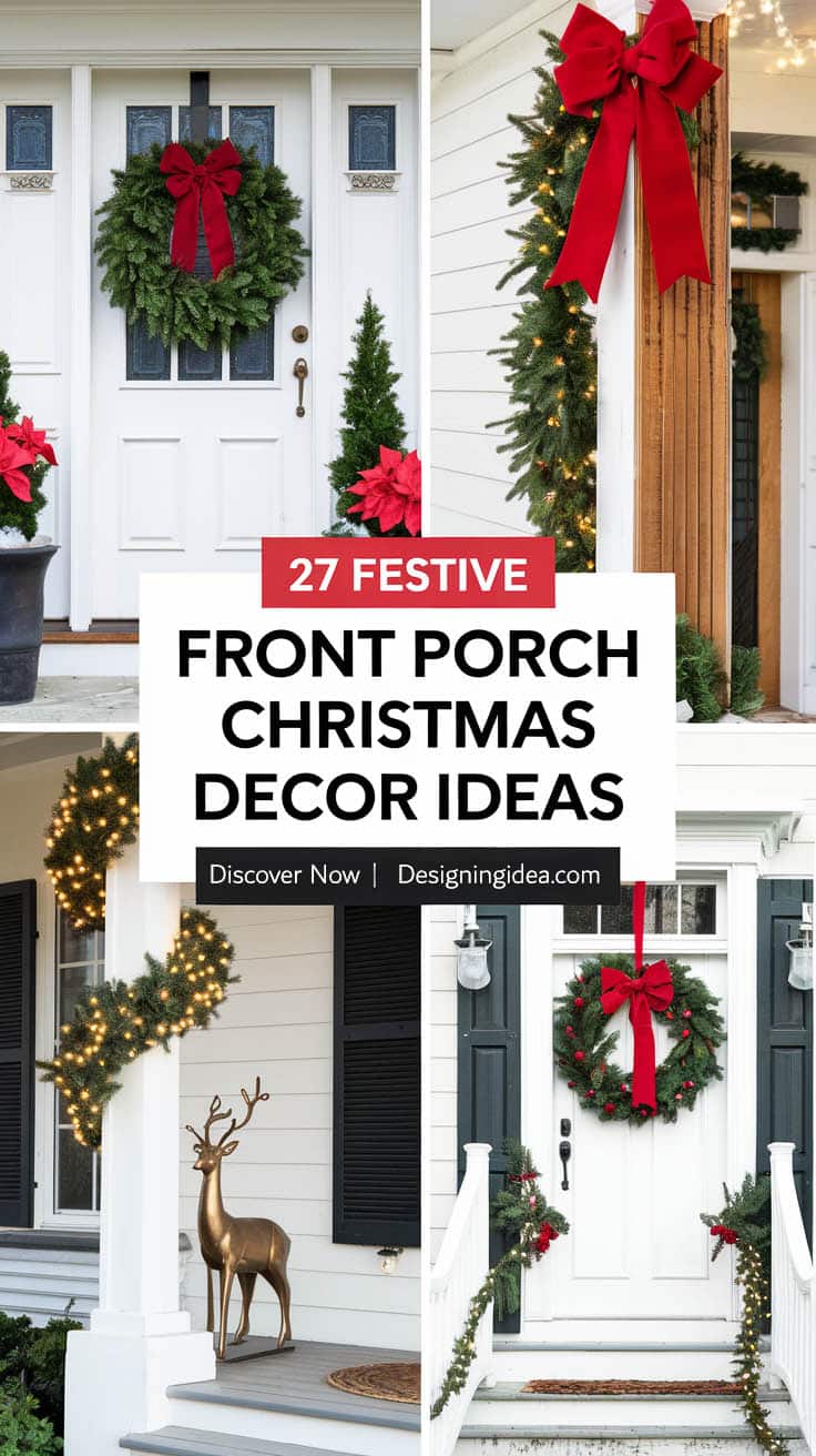 27 Festive Front Porch Christmas Decor Ideas to Brighten Your Home