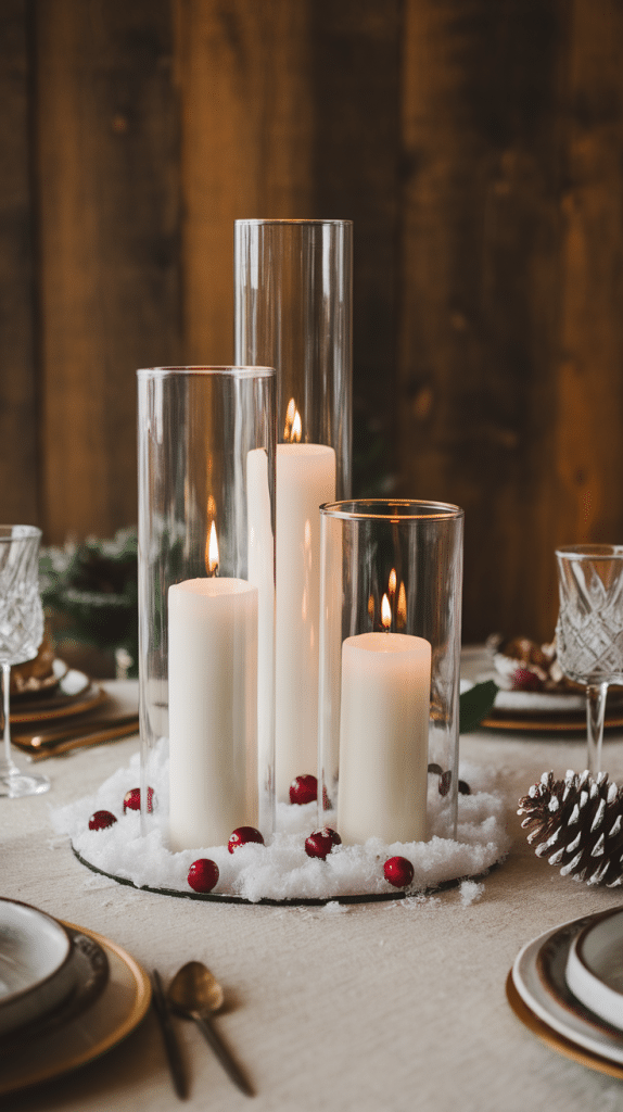 Glass candle holder display