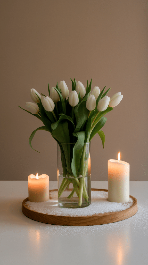 white and green decor centerpiece