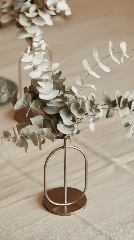 Frosted eucalyptus centerpiece