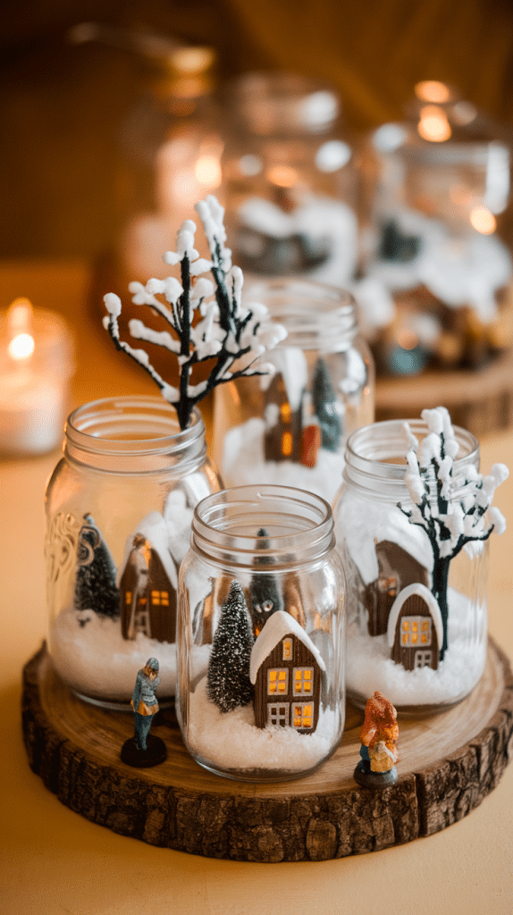 Mason jar snow globes