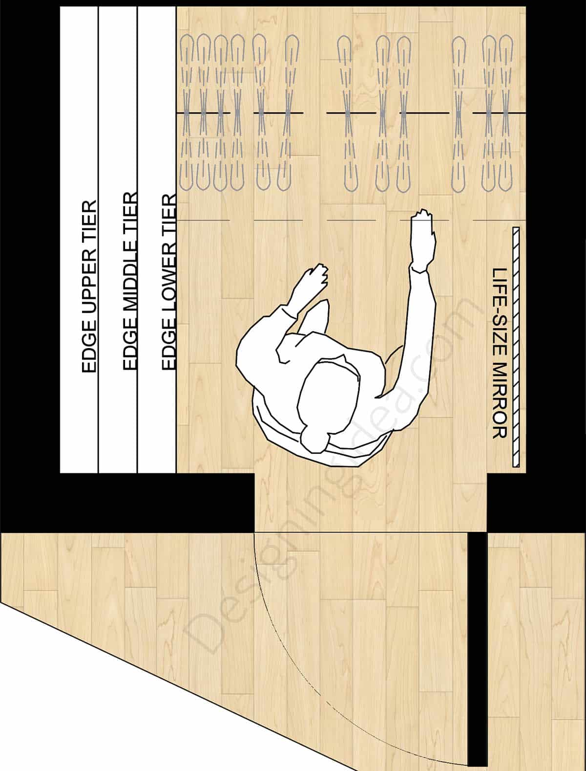 L-shaped 4x4 walk-in closet layout