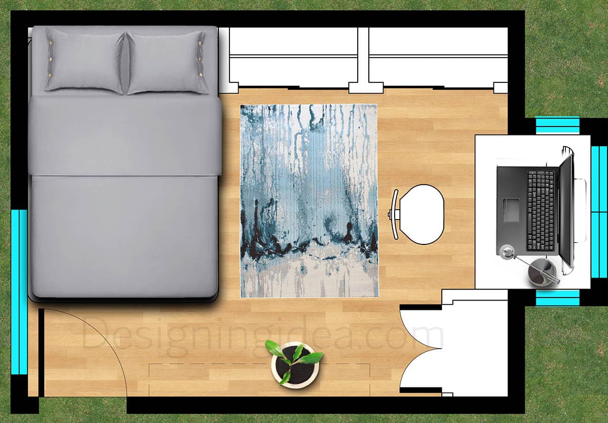 Office bedroom window nook layout