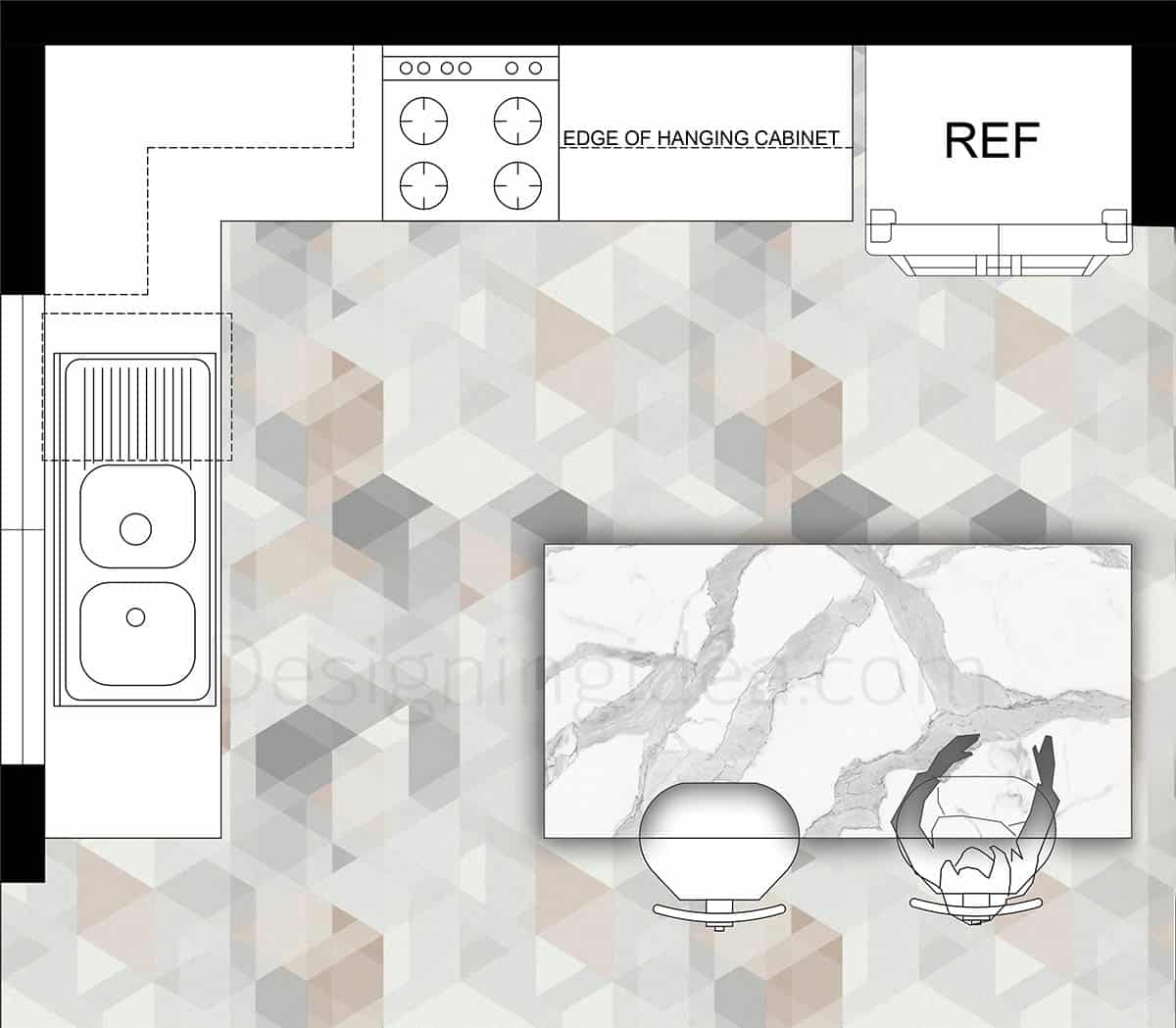 Small l-shaped kitchen plan with island