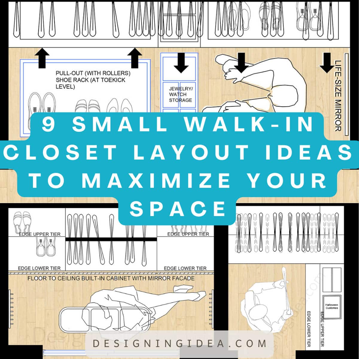 Small walk-in closet layouts to maximize space