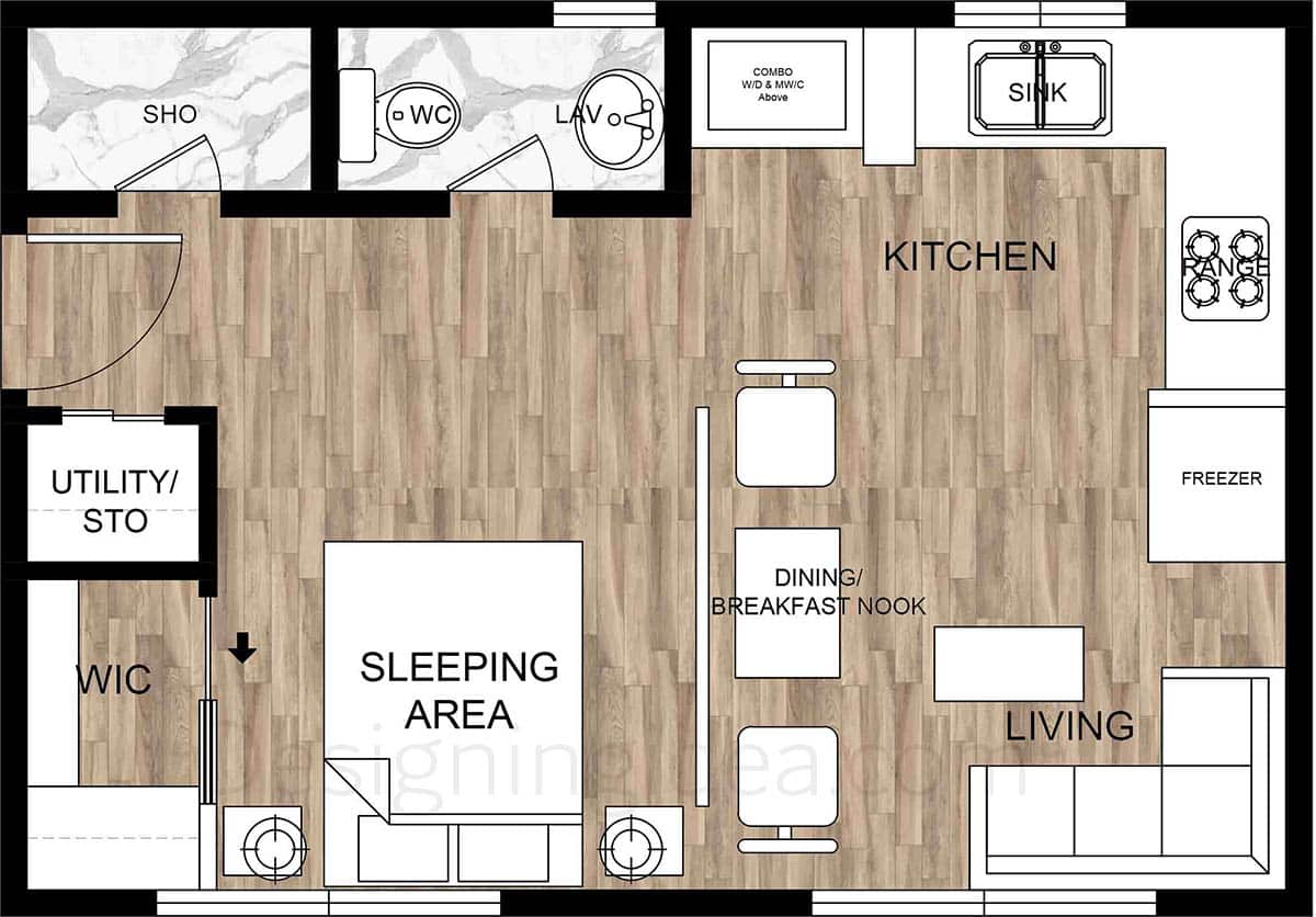 Studio using a modular furniture layout