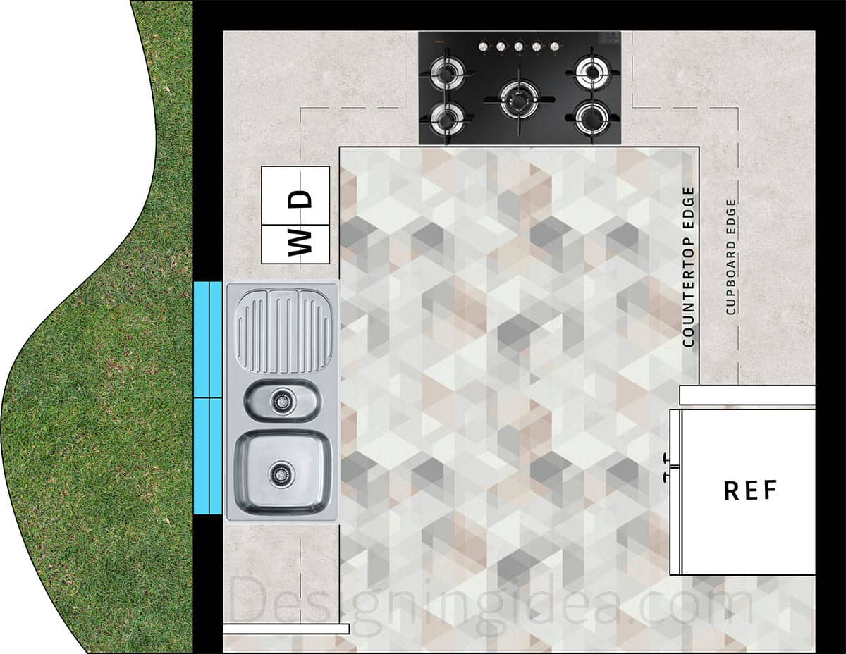 U-shaped 10 x 10 kitchen layout