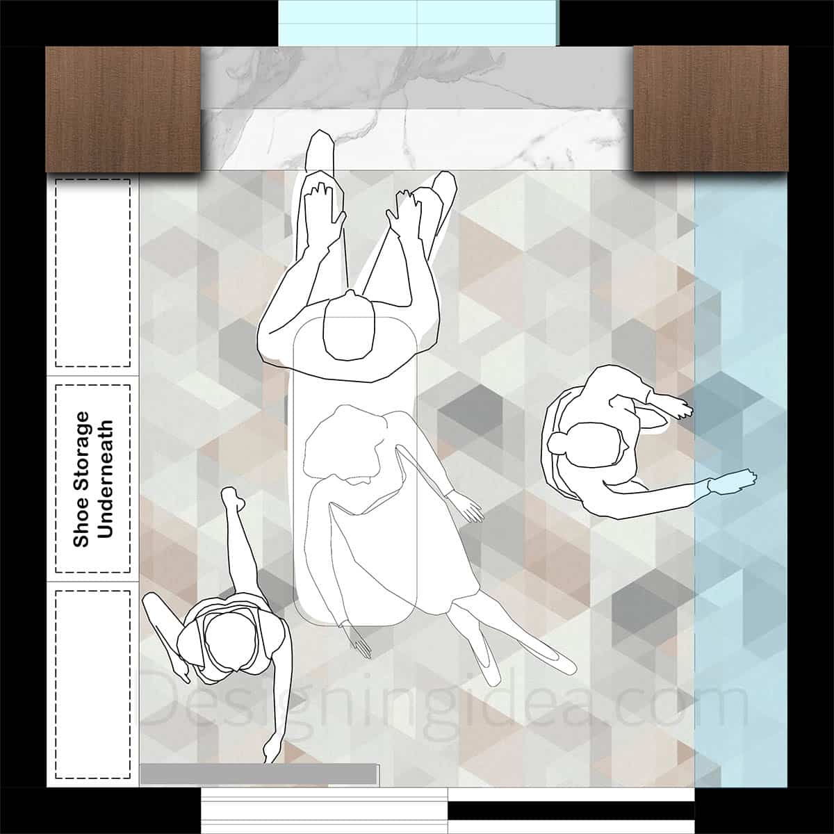 U-shaped mudroom floor plan