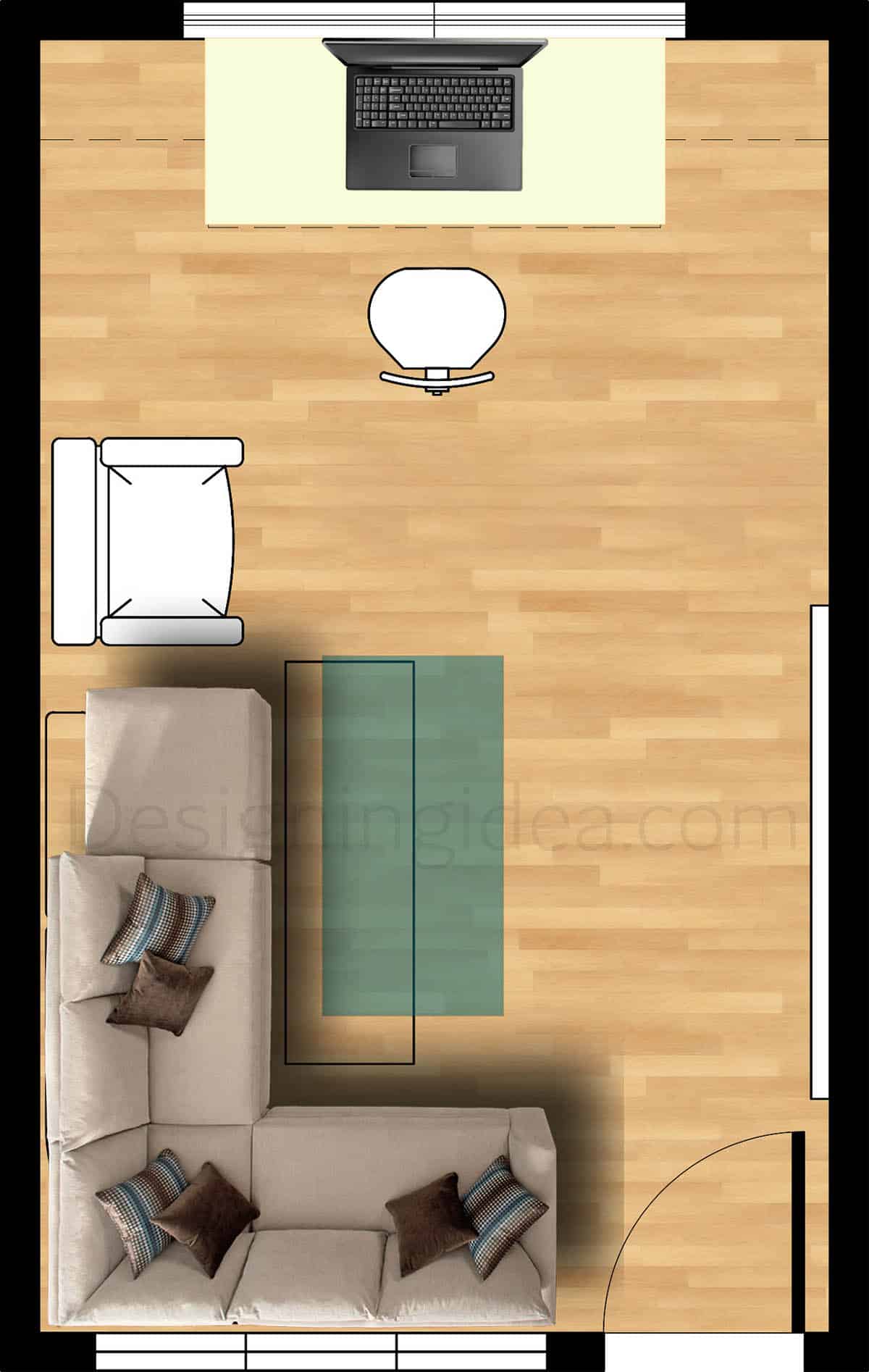 Wall-mounted desk office floor plan