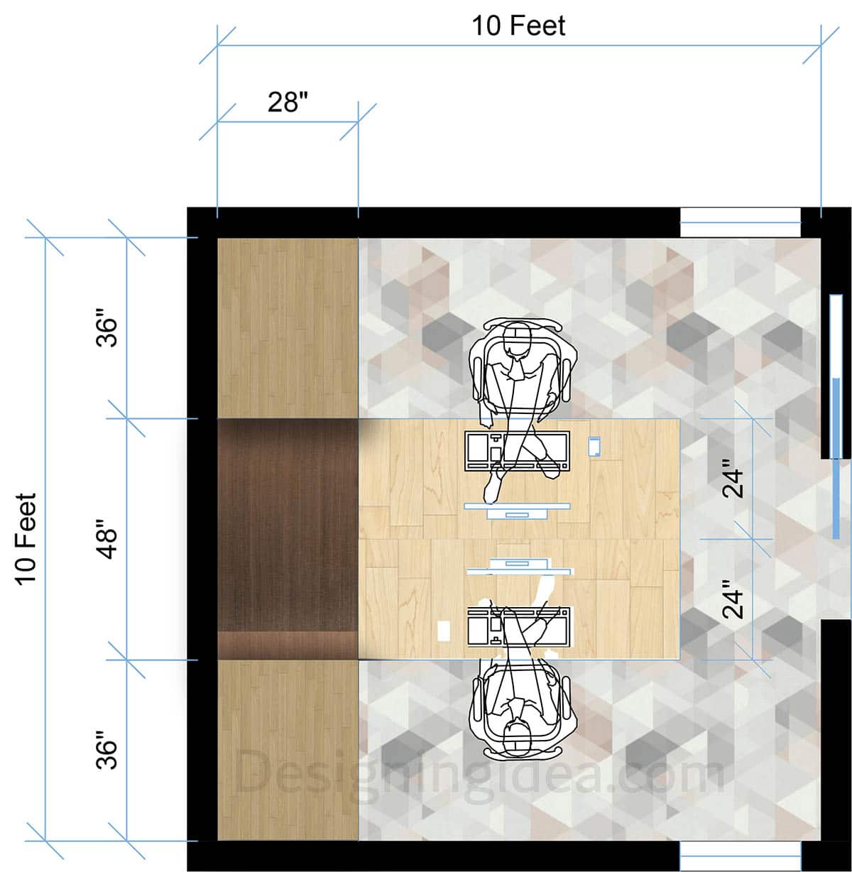 Office with central desks facing each other