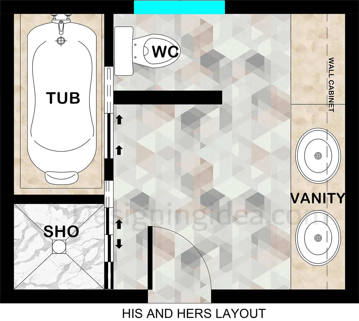 His and hers layout with dual sink