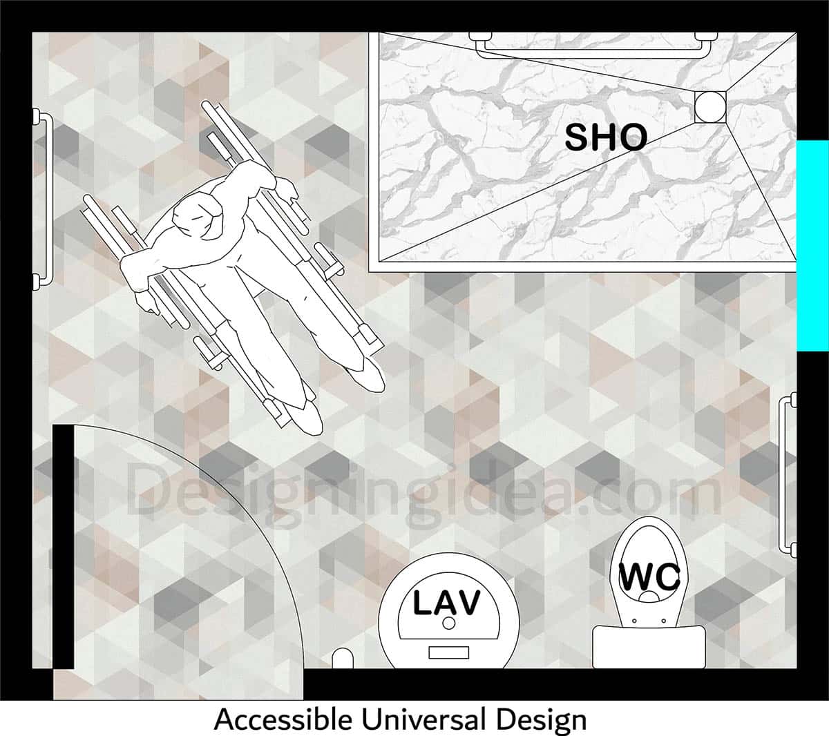 Accessible universal bathroom design floor plan