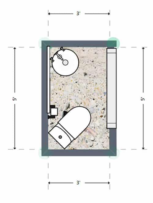 Diagonal toilet layout