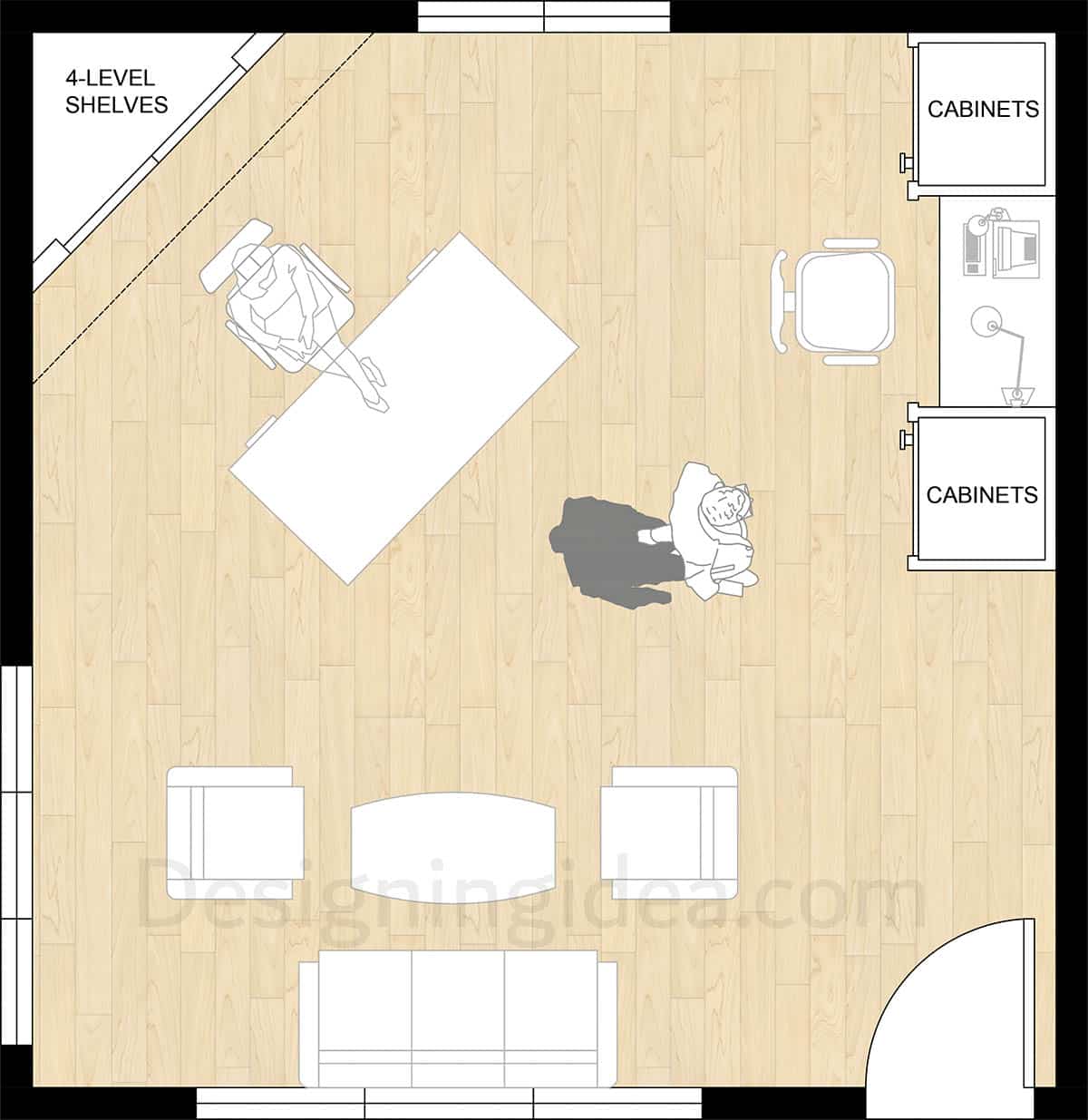 Feng shui command position corner office layout