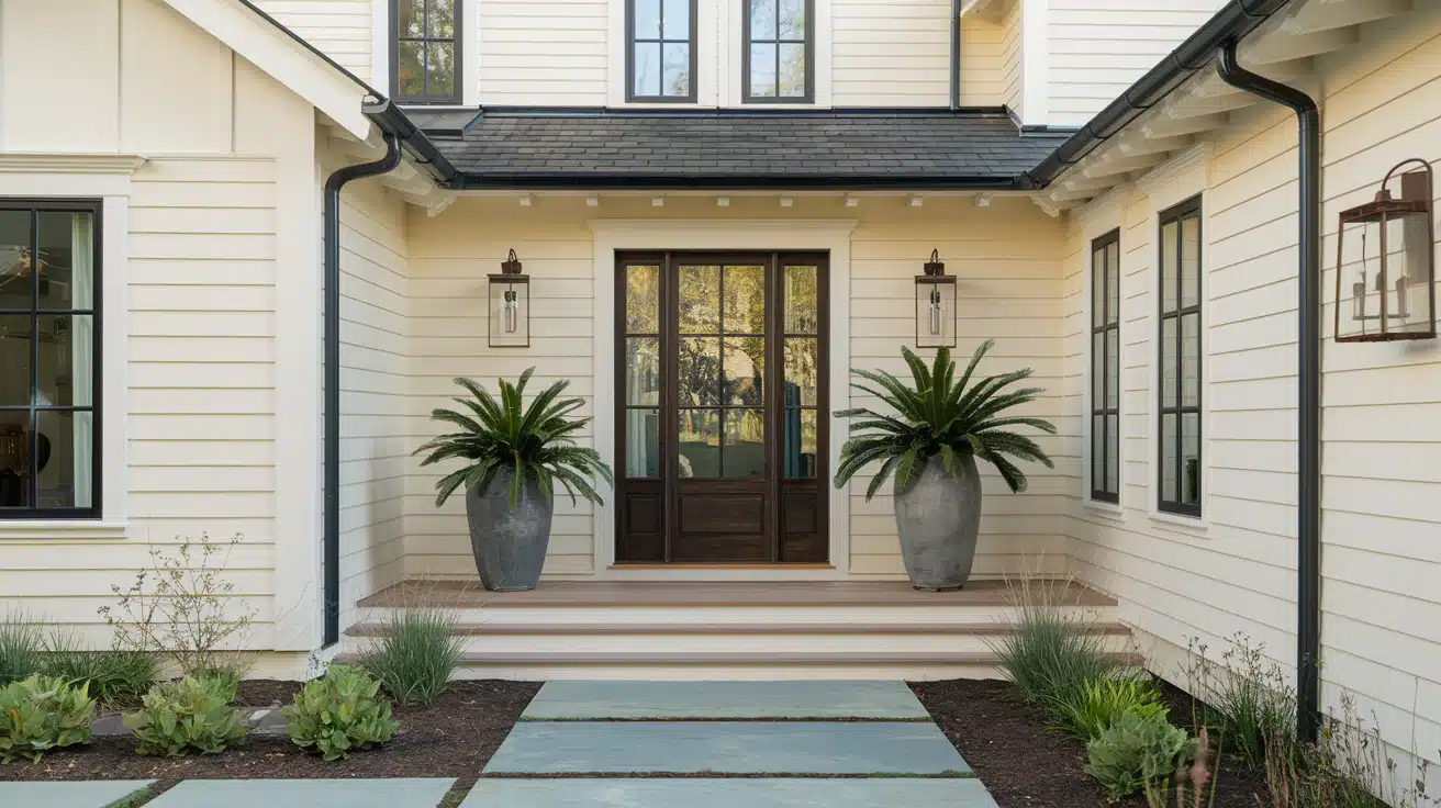 Home with cool neutral painted entryway