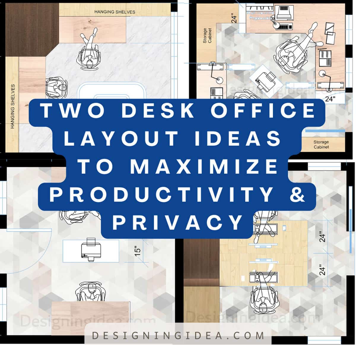 Two person office with different desk layouts