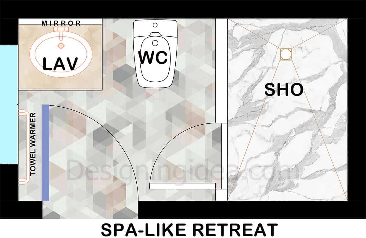 5x9 spa-like bathroom retreat layout