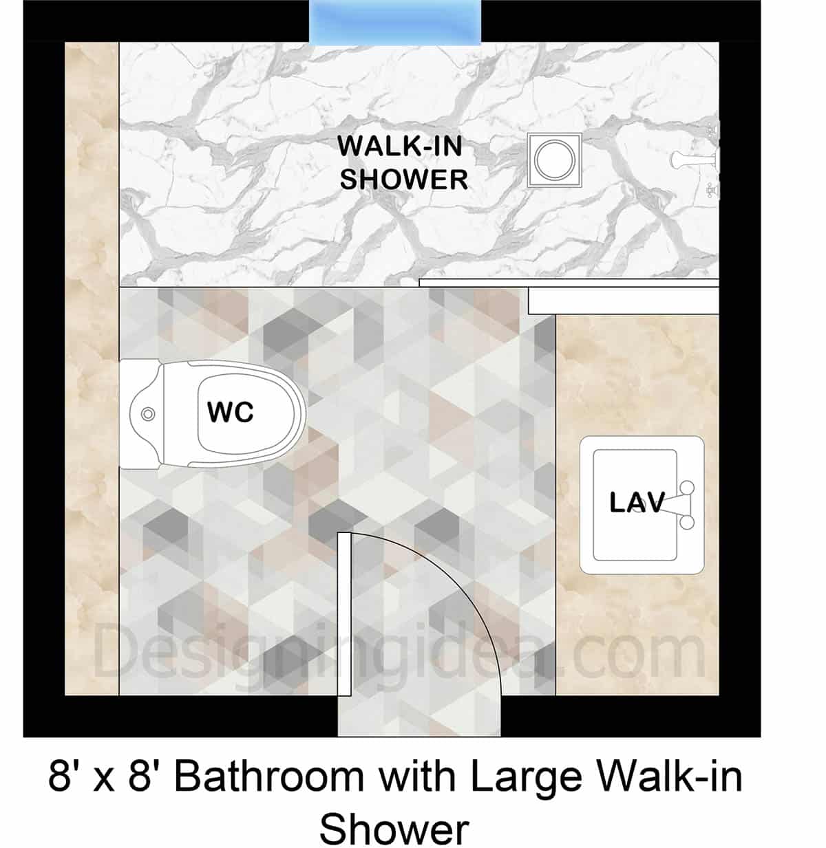 Bathroom with large walk-in shower