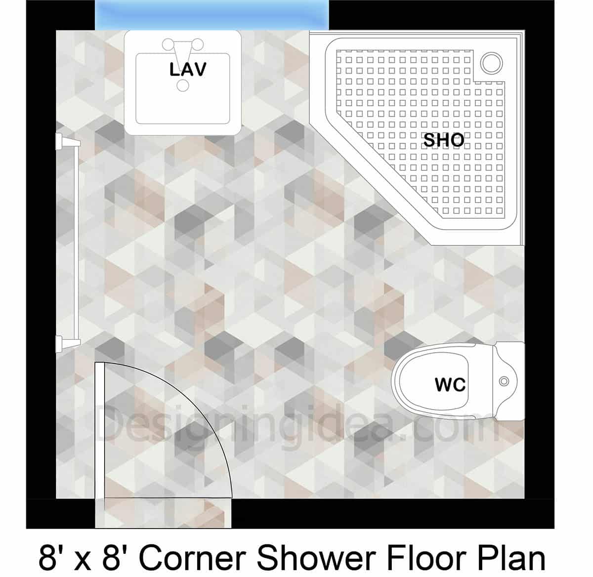 8x8 corner shower bathroom floor plan