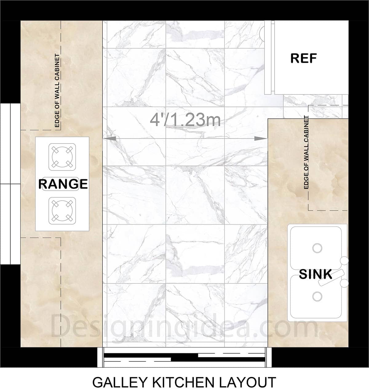 8x8 galley kitchen floor plan