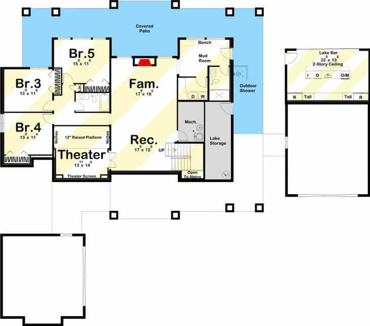 Optional basement level plan with home theater, bedrooms and family room