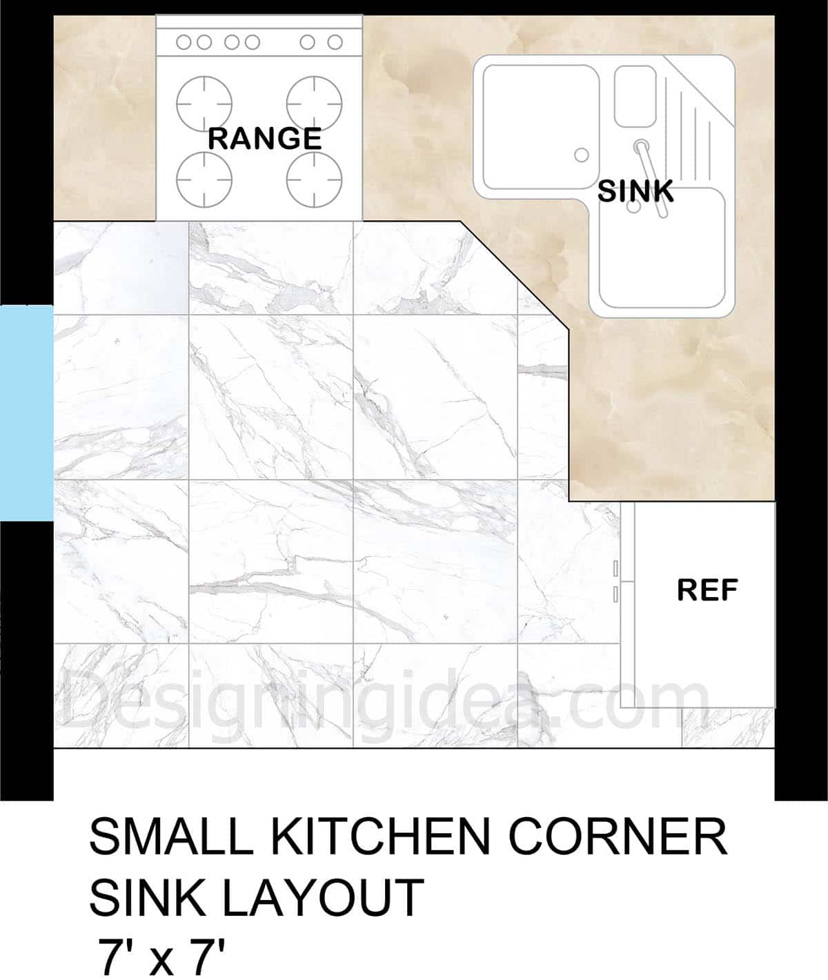 Small 7x7 Kitchen Corner Sink Layout