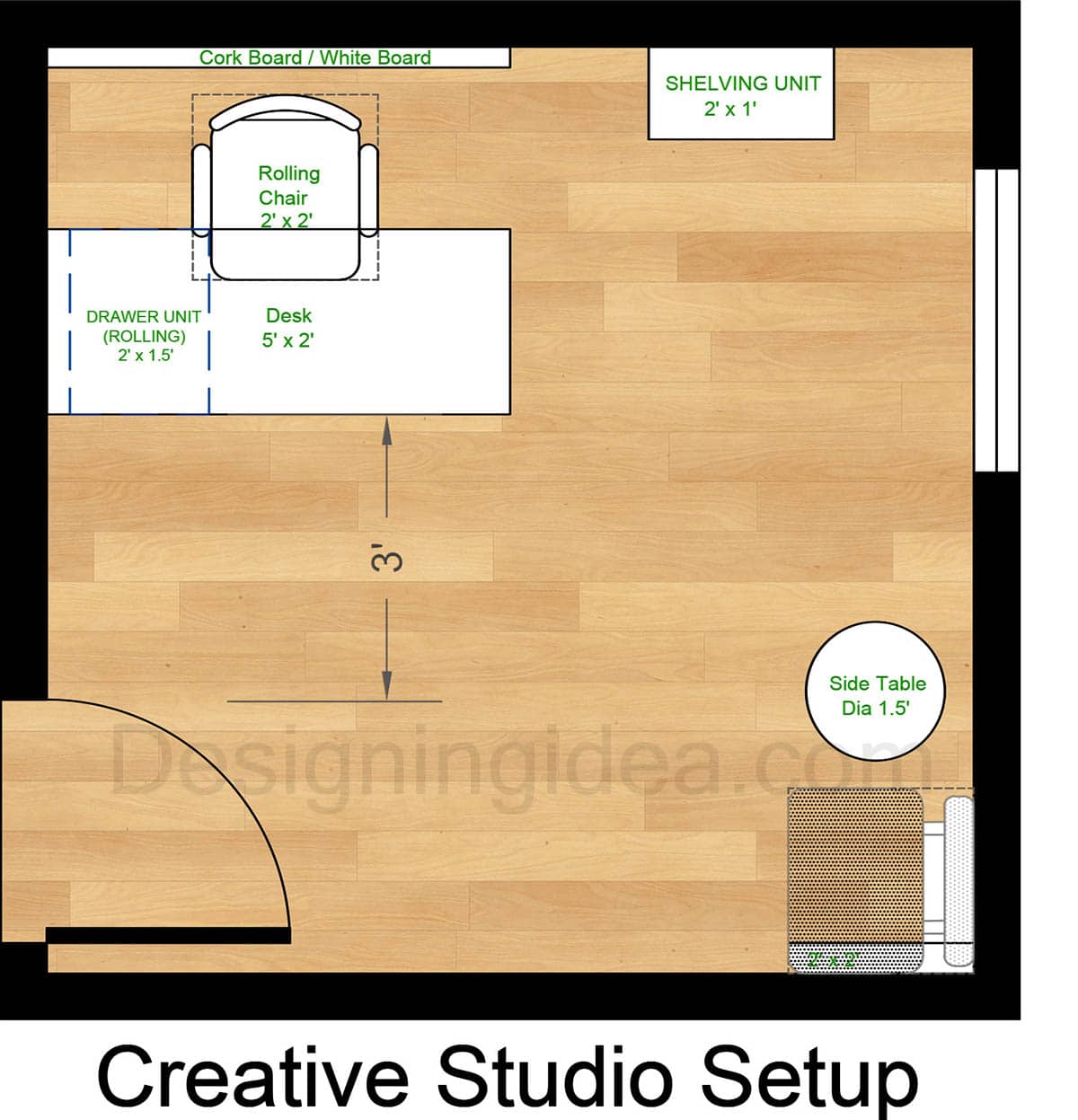 10x10 creative office studio layout
