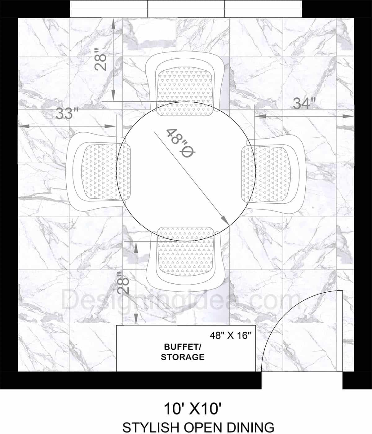 10x10 stylish open dining room layout