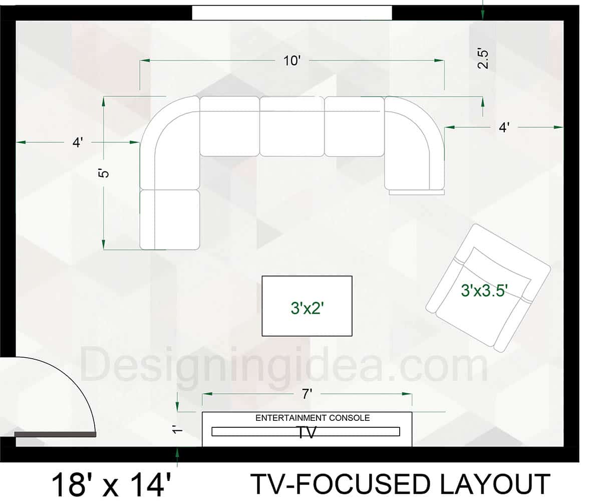 18x14 tv focused sectional floor plan