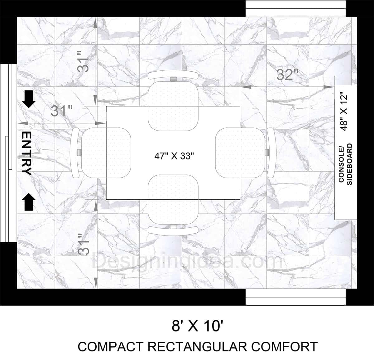 8x10 compact rectangular dining area comfort layout