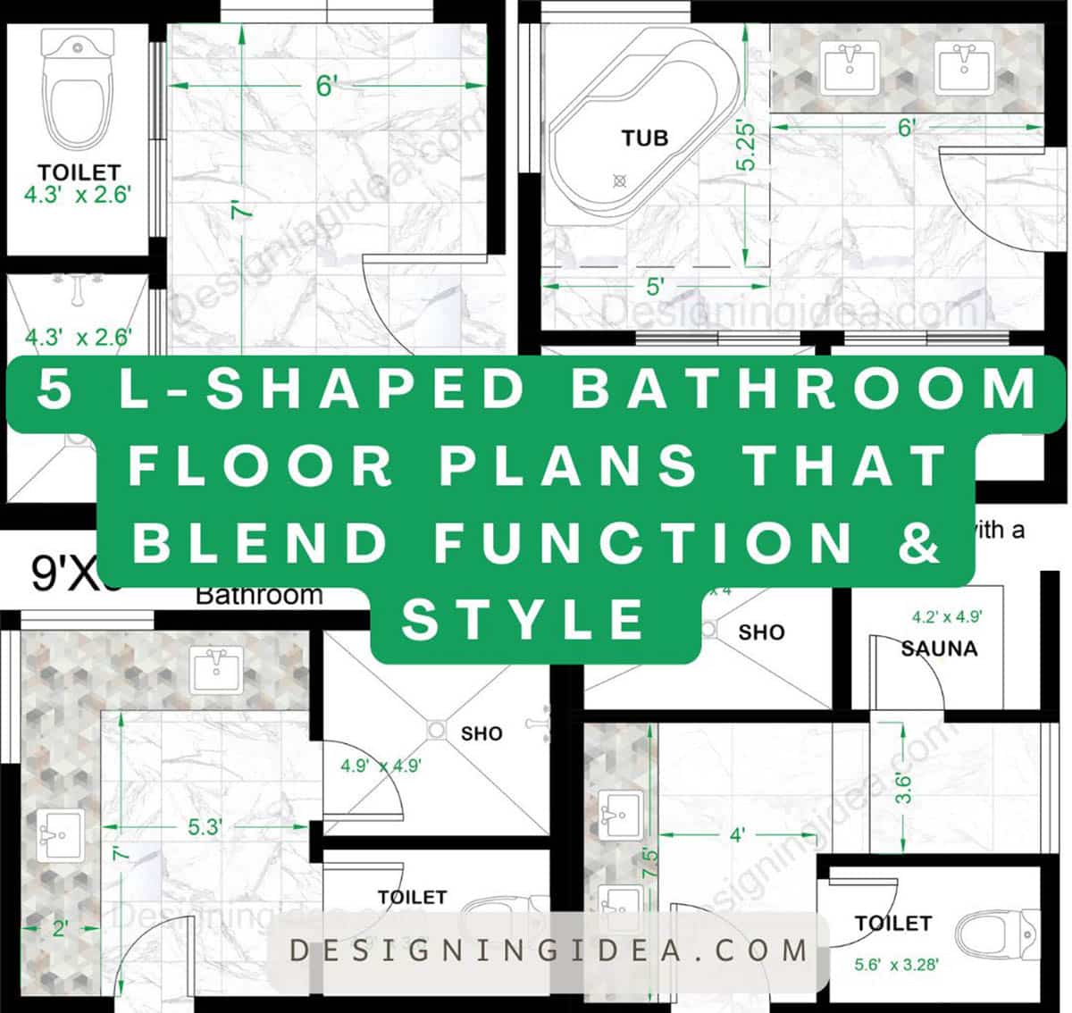 L-shaped bathroom floor plans