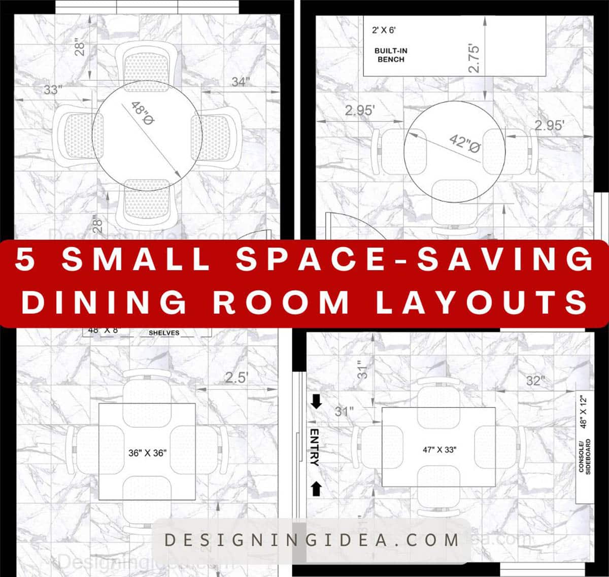 Small space-saving dining room layouts