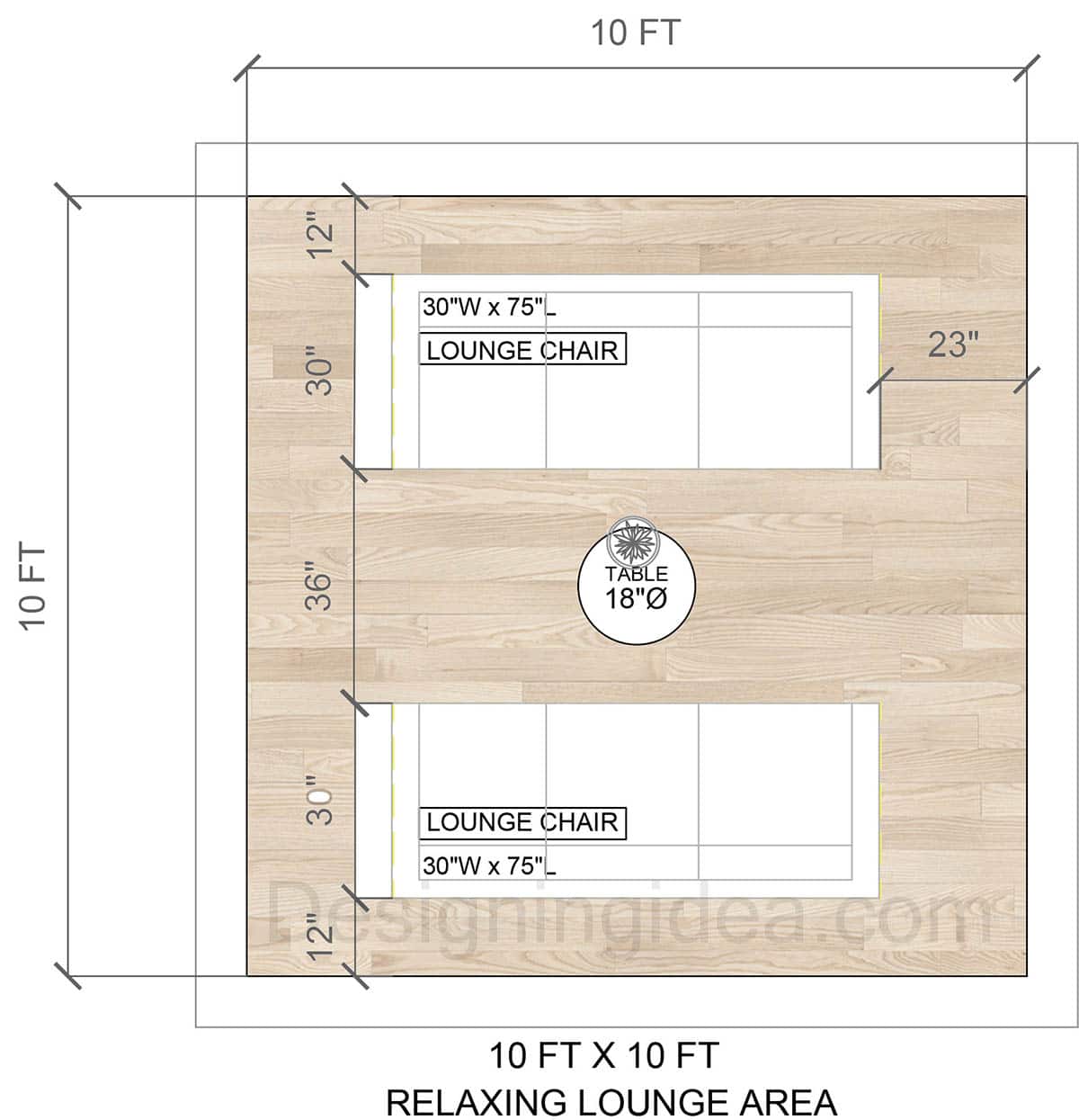 10x10 relaxing deck lounge area design