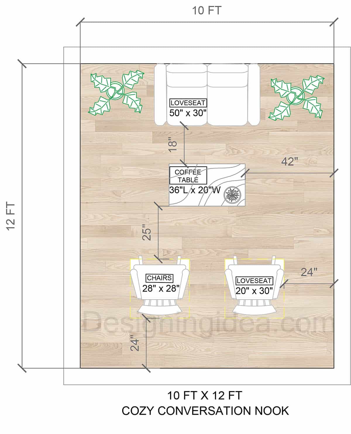10x12 cozy conversation furniture nook deck floor plan