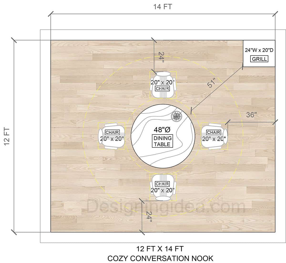 12x14 dining and grill deck area layout