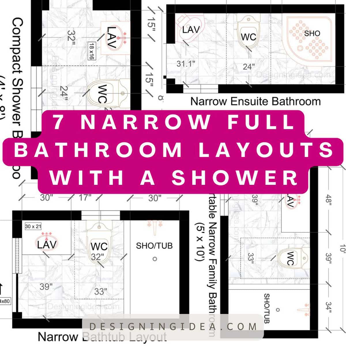 7 Narrow Full Bathroom Layouts With A Shower 7 Narrow Full Bathroom Layouts With A Shower