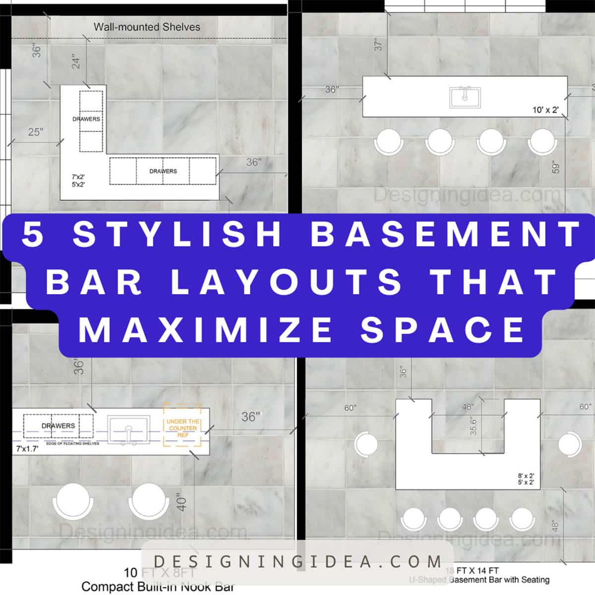 Stylish basement bar layouts that maximize space