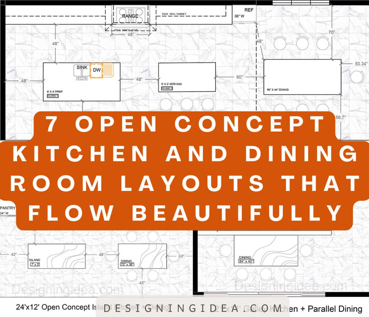 Open concept kitchen and dining room layouts